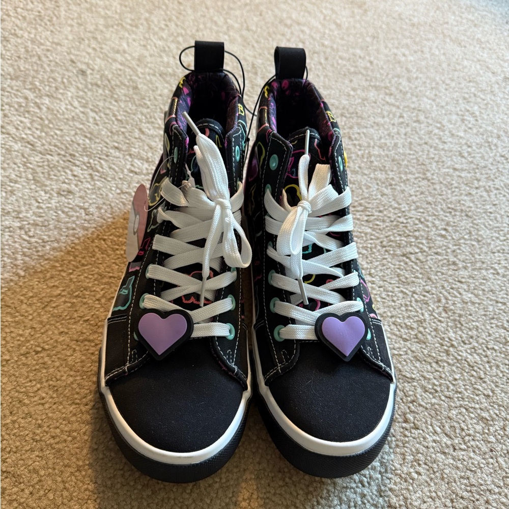 Pokemon High-Top Sneakers with Heart Charm - Black and Purple Size 7